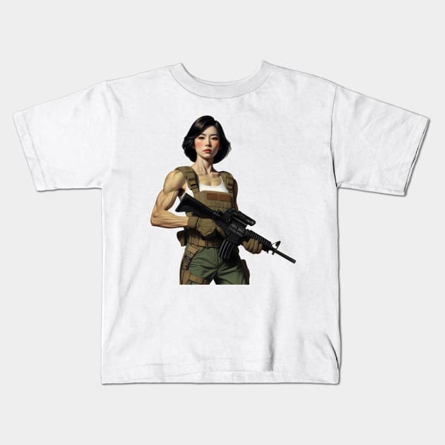 Tactical Girl Kids T-Shirt by Rawlifegraphic